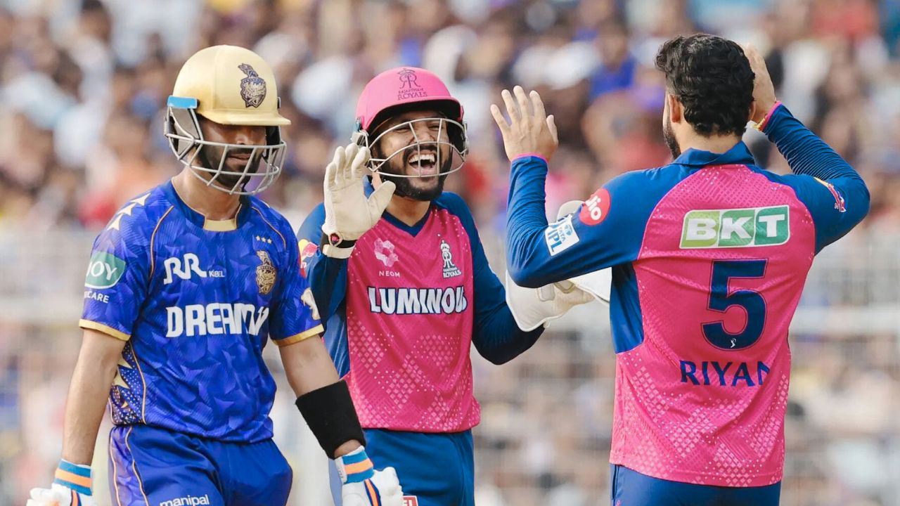 IPL 2025: ईडन गार्डन्स में रियान पराग की करिश्माई गेंदबाज़ी, अजिंक्य रहाणे की पारी पर लगा ब्रेक